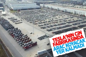 Tesla'nın Çin'deki fabrikası araçlarla doldu taştı
